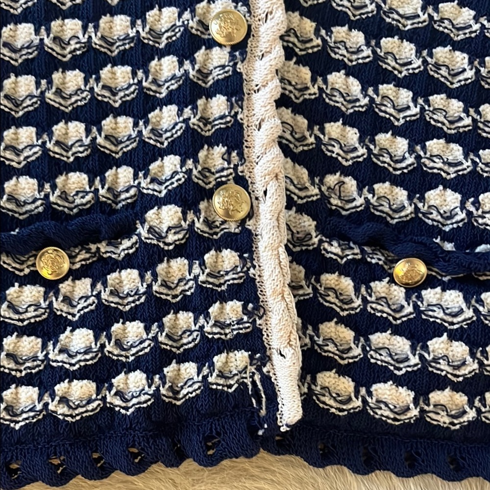 J. Crew Blue and Cream Cardigan Sweater - Picture 4 of 8